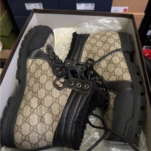 Gucci Leather Monogram Boots